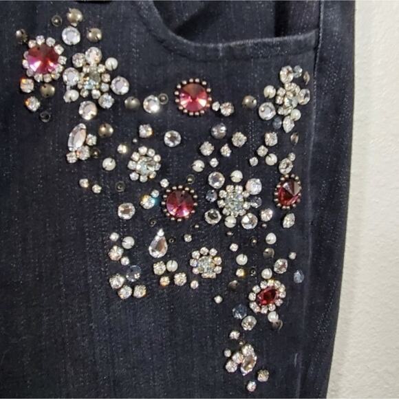 White House Black Market Whbm crystal studded‎ black Side Leg mom jeans Sz 2 New - Picture 15 of 16